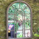 La Hacienda Aston & Wold Antique White Arch Framed Garden mirror 970mm x 670mm