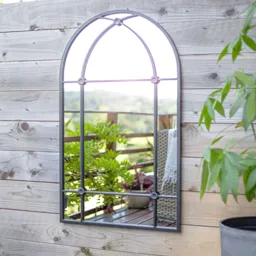 La Hacienda Aston & Wold Arundel Black Arch Framed Garden mirror 1000mm x 600mm