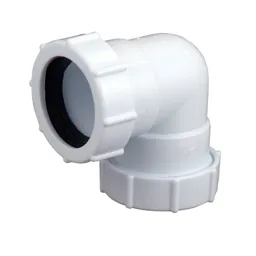 FloPlast Universal White Compression 90° Waste pipe Bend (Dia)40mm