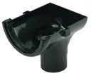 FloPlast Black Half round Stop end Gutter outlet, (L)40mm (Dia)112mm