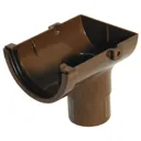 FloPlast Miniflo Brown Half round Stop end Gutter outlet, (L)150mm (Dia)76mm