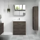 Vasari Vista Brown Grey Avola 2 Door Wall Hung Bathroom Cabinet - 1400 x 300mm