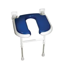 AKW Horseshoe Fold Up Moulded Blue Padded Shower Seat with Support Legs - 04100P