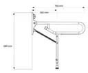 AKW Dark Blue Fold Up Toilet Support Grab Rail with Adjustable Leg - 01830DB