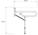 AKW Dark Blue Fold Up Toilet Support Grab Rail with Adjustable Leg - 01830DB
