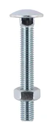 TIMco Carriage Bolt & Hex Nut  M8 x 100mm Bright Zinc Plated   4pk