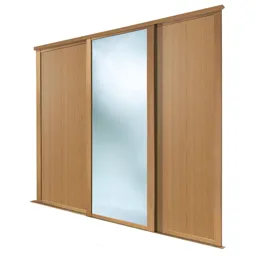 Shaker Mirrored Oak effect 3 door Sliding Wardrobe Door kit (H)2260mm (W)1680mm