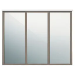 Shaker Mirrored Stone grey 3 door Sliding Wardrobe Door kit (H)2260mm (W)2592mm