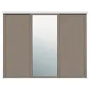 Shaker Mirrored Stone grey 3 door Sliding Wardrobe Door kit (H)2260mm (W)1680mm
