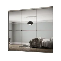 Minimalist Mirrored 3 door Sliding Wardrobe Door kit (H)2260mm (W)1790mm