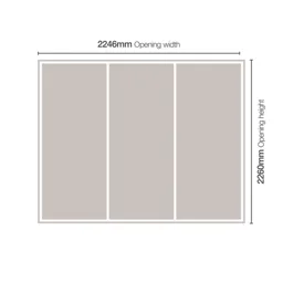 Minimalist Mirrored Grey 3 door Sliding Wardrobe Door kit (H)2260mm (W)2246mm