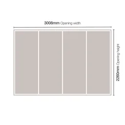 Minimalist Arctic white 4 door Sliding Wardrobe Door kit (H)2260mm (W)3008mm