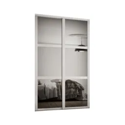 Shaker Contemporary Matt cashmere 3 panel Mirrored Sliding wardrobe door kit (H)2260mm (W)1449mm, Pack of 2