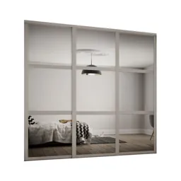 Shaker Contemporary Matt stone grey 3 panel Mirrored Sliding wardrobe door kit (H)2260mm (W)1680mm, Pack of 3