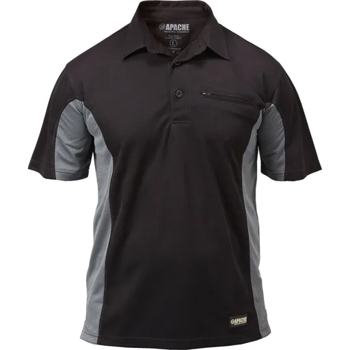 Apache Mens Dry Max Polo Shirt - Black / Grey, XL