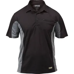 Apache Mens Dry Max Polo Shirt - Black / Grey, 2XL
