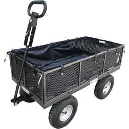 Handy THDLGT Large Steel Garden Trolley with Liner, Tray and Punctureless Wheels - 400Kg