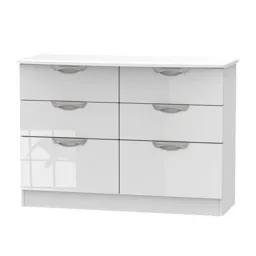 Chelsea Gloss white 6 Drawer Midi Chest (H)795mm (W)1120mm (D)415mm