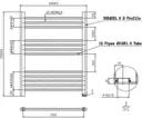 Dual Fuel Heated Towel Rail 750 x 600mm Flat Manual