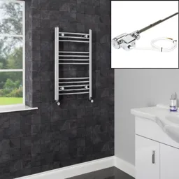 Dual Fuel Heated Towel Rail 750 x 450mm Curved Thermostatic