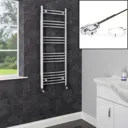 Dual Fuel Heated Towel Rail 1200 x 450mm Curved Thermostatic