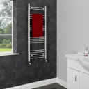 Dual Fuel Heated Towel Rail 1200 x 450mm Curved Thermostatic