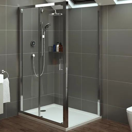 Mira Leap Single Sliding Shower Door & Side Panel 1200 x 800mm - 6mm Glass