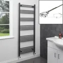 Dual Fuel Anthracite Heated Towel Rail 1600 x 600mm - Flat Thermostatic