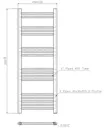 Dual Fuel Anthracite Heated Towel Rail - 1200 x 450mm Flat Thermostatic