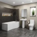 Royan Bathroom Suite with P Shape Bath & Screen - Right Hand 1700mm