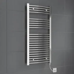 DuraTherm Electric Curved Chrome Towel Radiator 1100 x 500mm - 250W