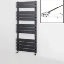 Dual Fuel Flat Panel Heated Towel Rail - 1200 x 500mm - Thermostatic Anthracite