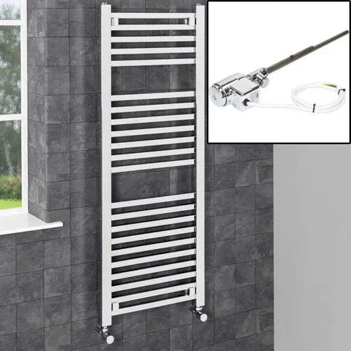 Dual Fuel Square Bar Heated Towel Rail - 1200 x 450mm - Thermostatic