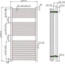 Dual Fuel Square Bar Heated Towel Rail - 1200 x 600mm - Thermostatic