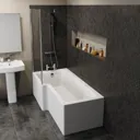 Royan Bathroom Suite with L Shape Bath, Taps, Shower & Screen - Left Hand 1700mm