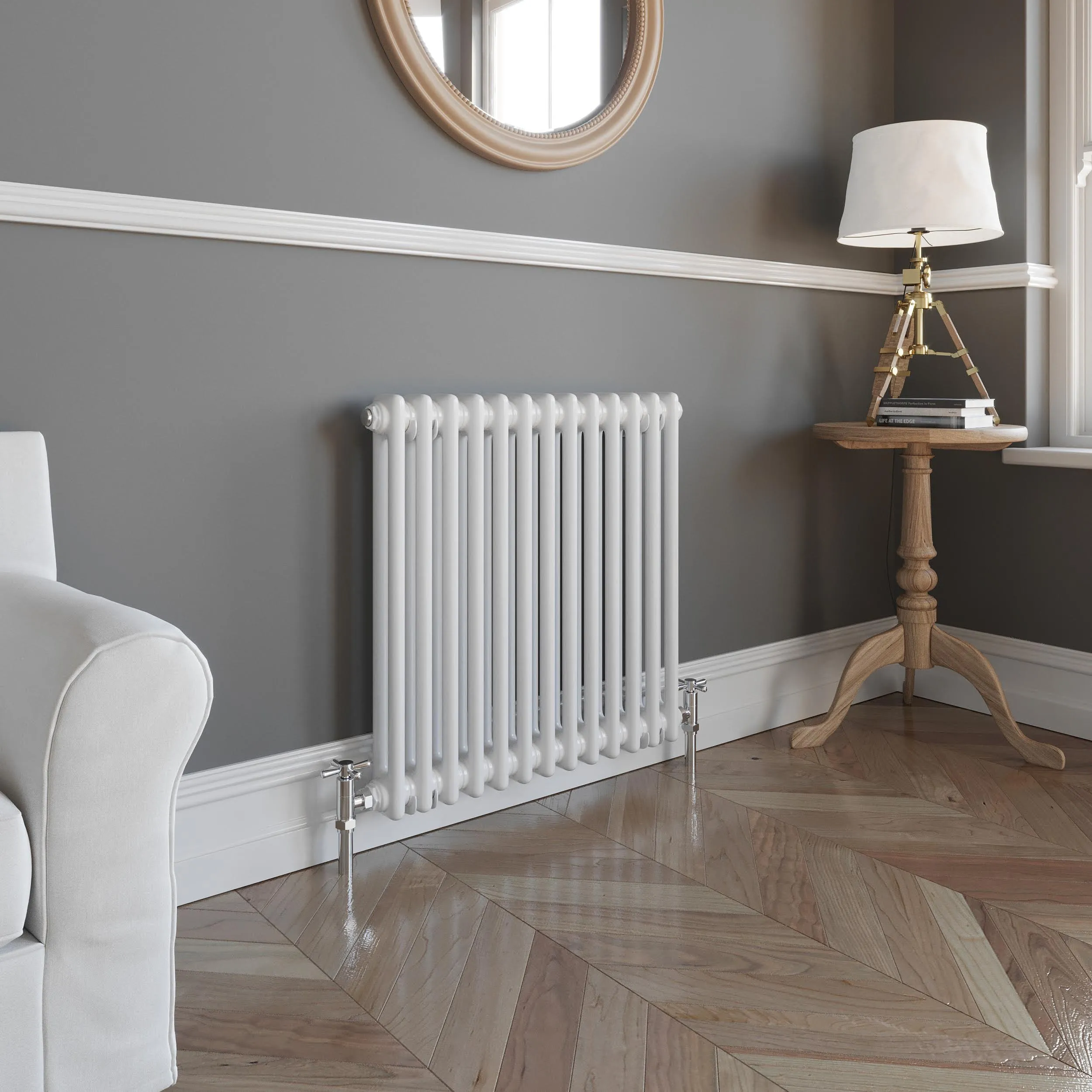 DuraTherm Traditional Colosseum Double Bar Column Radiator - 600 x 603mm White