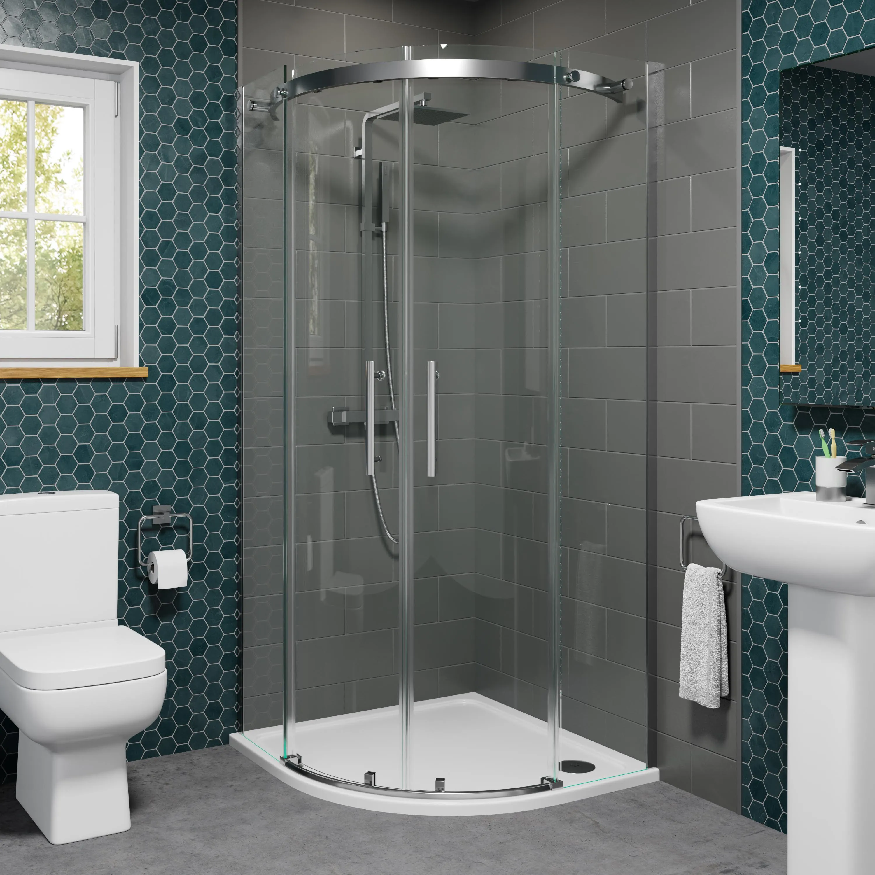 Diamond Frameless Quadrant Shower Enclosure 800mm - 8mm Glass