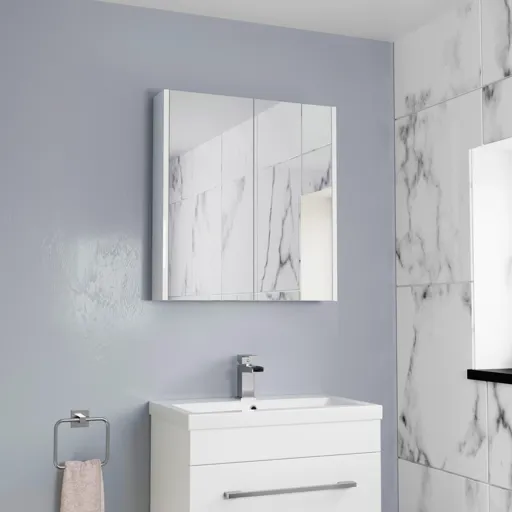 Aurora Double Door White Gloss Mirror Cabinet 650 x 600mm
