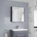 Aurora Double Door Grey Gloss Mirror Cabinet 650 x 600mm