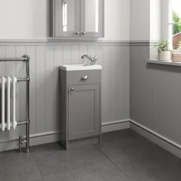 Park Lane Grey Traditional Floor Standing Vanity Unit & Basin - 400mm Width