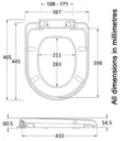 Aurora Charcoal Grey Concealed Cistern Unit & Toilet - 500mm Width (215mm Depth)