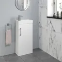 Aurora White Gloss Toilet & Basin Vanity Unit - 900mm Width (215mm Depth)