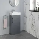 Aurora Grey Gloss Toilet & Basin Vanity Unit - 900mm Width (215mm Depth)