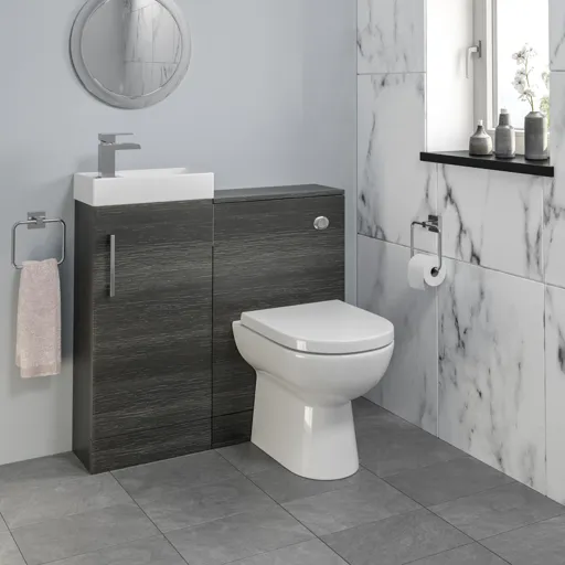 Aurora Charcoal Grey Toilet & Basin Vanity Unit - 900mm Width (215mm Depth)