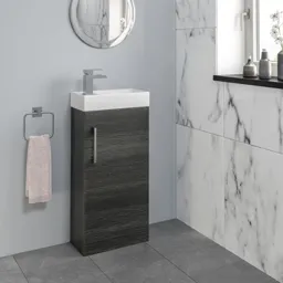 Aurora Charcoal Grey Cloakroom Vanity Unit & Basin - 400mm Width