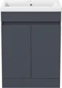 Artis Grey Gloss Floor Standing Door Vanity Unit & Basin - 600mm Width