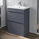 Artis Grey Gloss Floor Standing Drawer Vanity Unit & Basin - 600mm Width