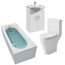 Arles Bathroom Suite with Single Ended Curved Bath & Essence Vanity Unit - 1700mm