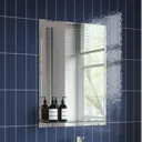 Alpine Lucis Rectangular Bevelled Edge Bathroom Mirror with Glass Shelf 700 x 500mm