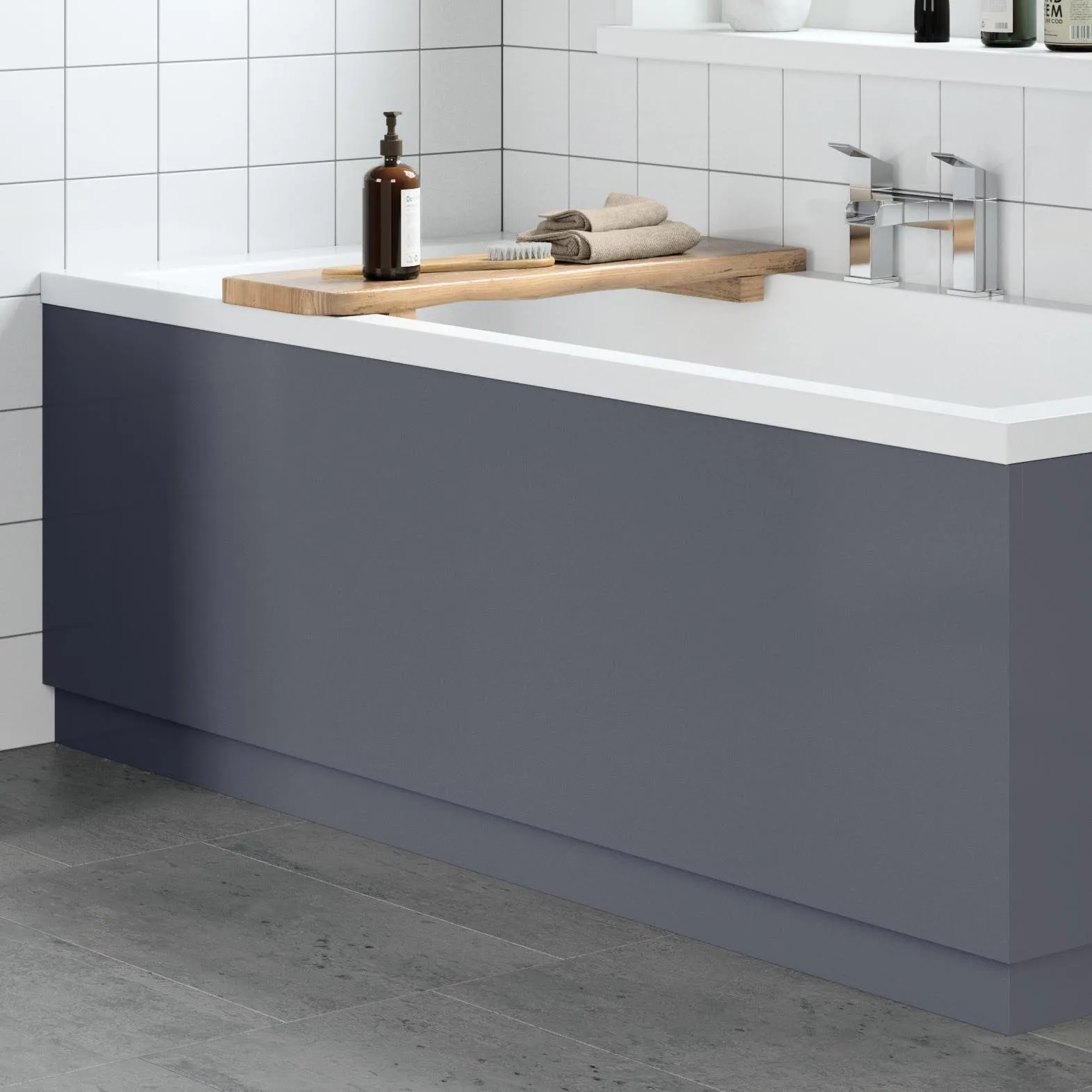 Aurora Grey Gloss MDF Bath Side Panel - 1700mm